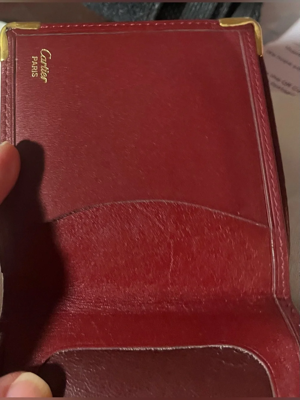 Cartier - Vintage - Classic - Leather Bi-Fold Wallet with Gold Corner Hardware
